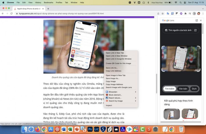 Cách khôi phục tùy chọn Search Google for Image